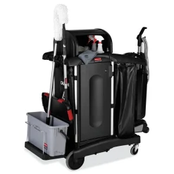 Executive High Security 23.1 in. x 39.6 in. x 27.5 in. Janitorial Cleaning Cart - Black Cleaning & Janitorial Supplies