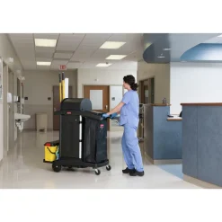 Executive High Security 23.1 in. x 39.6 in. x 27.5 in. Janitorial Cleaning Cart - Black Cleaning & Janitorial Supplies