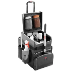 Outlet Executive 14.25 in. x 16.5 in. x 25 in. 16-Compartment Quick Cart - Dark Gray Cleaning & Janitorial Supplies