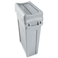 Online FG267360GRAY Slim Jim 11.38 in. x 20.5 in. x 5 in. Swing Lid - Gray Trash & Waste Bins