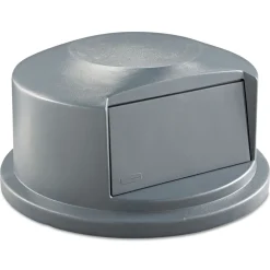Online FG264788GRAY 24.81 in. Diameter x 12.63 in. Round BRUTE Dome Top Receptacle Push Door for 44 Gallon Containers - Gray Trash & Waste Bins