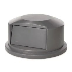 Online FG264788GRAY 24.81 in. Diameter x 12.63 in. Round BRUTE Dome Top Receptacle Push Door for 44 Gallon Containers - Gray Trash & Waste Bins