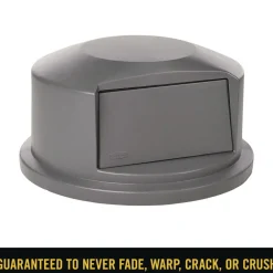 Online FG264788GRAY 24.81 in. Diameter x 12.63 in. Round BRUTE Dome Top Receptacle Push Door for 44 Gallon Containers - Gray Trash & Waste Bins