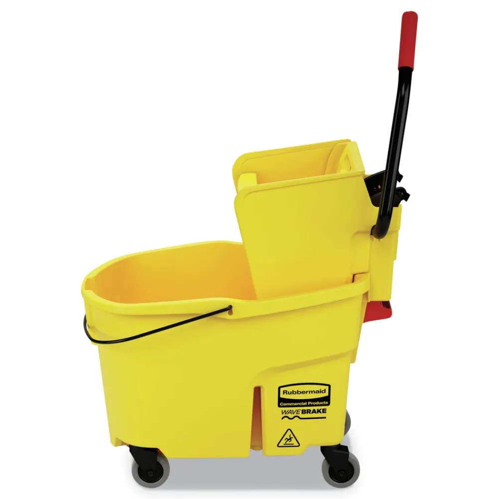 Discount FG618688YEL 44 qt. WaveBrake 2.0 Side-Press Plastic Bucket/Wringer Combos - Yellow Cleaning & Janitorial Supplies