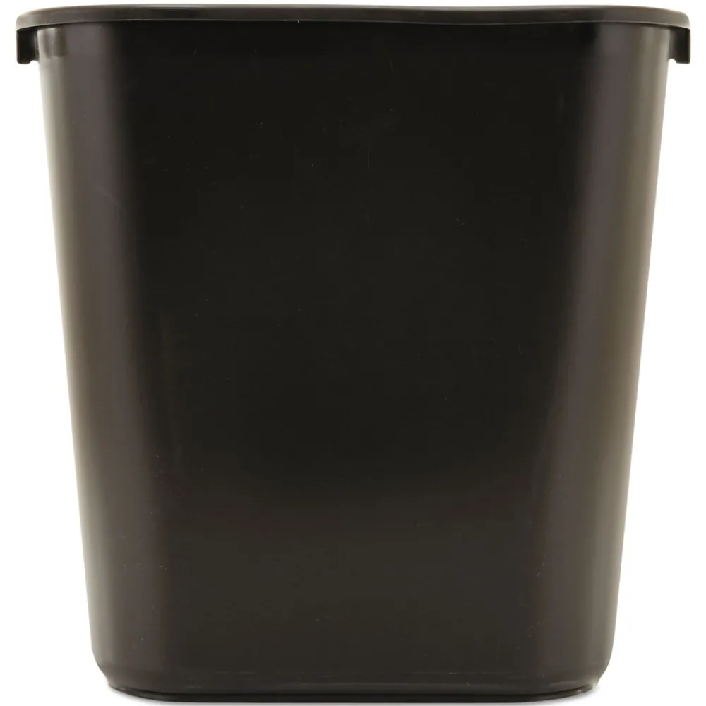New 7-Gallon Rectangular Deskside Wastebasket - Black Trash & Waste Bins