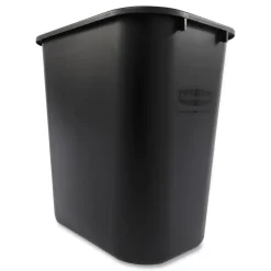 New 7-Gallon Rectangular Deskside Wastebasket - Black Trash & Waste Bins