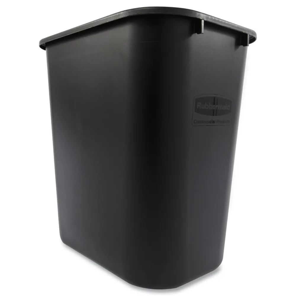 New 7-Gallon Rectangular Deskside Wastebasket - Black Trash & Waste Bins