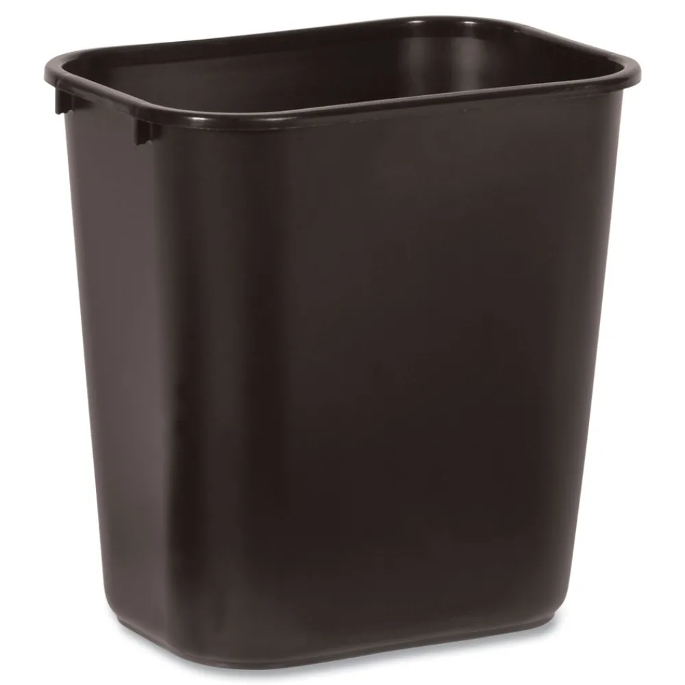 New 7-Gallon Rectangular Deskside Wastebasket - Black Trash & Waste Bins