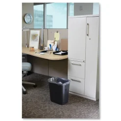 New 7-Gallon Rectangular Deskside Wastebasket - Black Trash & Waste Bins