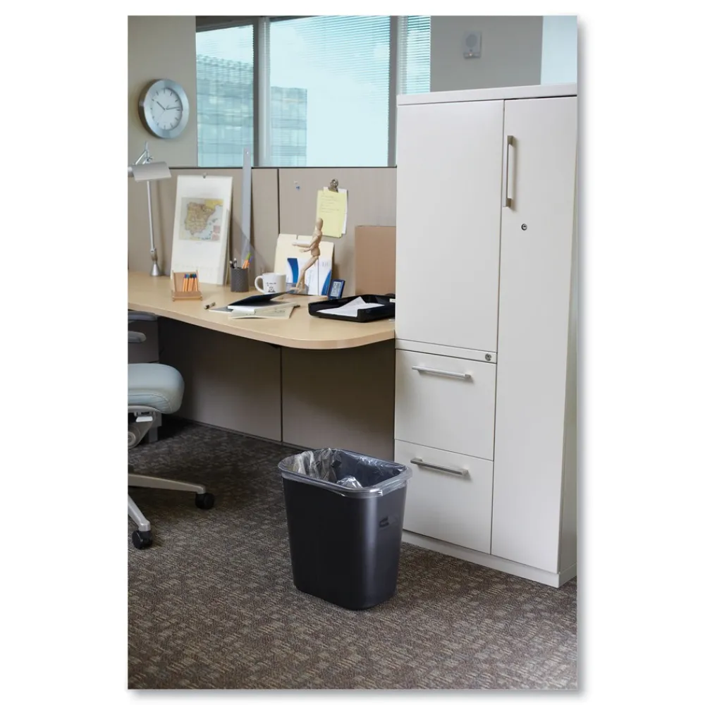 New 7-Gallon Rectangular Deskside Wastebasket - Black Trash & Waste Bins