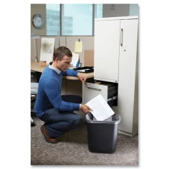 New 7-Gallon Rectangular Deskside Wastebasket - Black Trash & Waste Bins