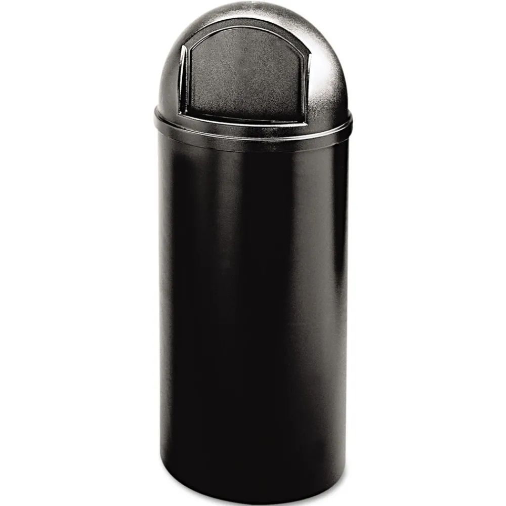 Online Marshal 15 Gallon Plastic Round Classic Container - Black Trash & Waste Bins