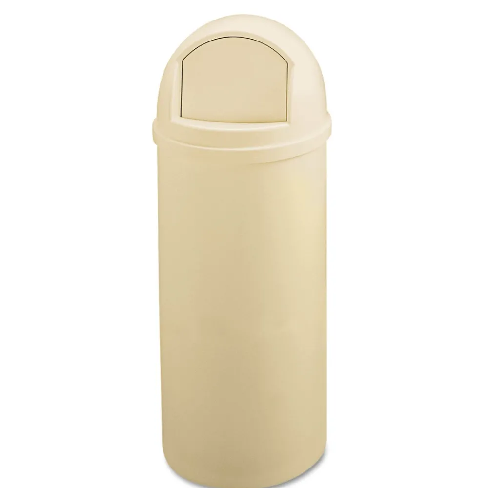 New Marshal 25-Gallon Plastic Round Classic Container - Beige Trash & Waste Bins