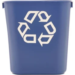 Clearance 13.63-Quart Rectangular Deskside Recycling Container - Small, Blue Trash & Waste Bins