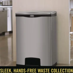 Online Slim Jim 13-Gallon Front Step Style Stainless Steel Step-On Container - Black Trash & Waste Bins