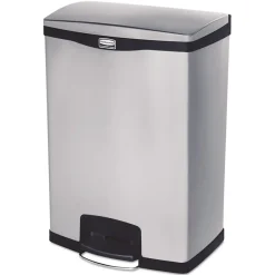 Online Slim Jim 24-Gallon Front Step Style Stainless Steel Step-On Container - Black Trash & Waste Bins