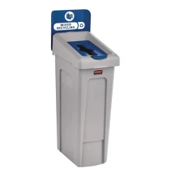 New Slim Jim Recycling Station Kit 1-Stream Mixed Recycling 23 gal Plastic Gray/Blue Trash & Waste Bins
