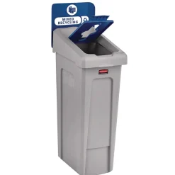 New Slim Jim Recycling Station Kit 1-Stream Mixed Recycling 23 gal Plastic Gray/Blue Trash & Waste Bins