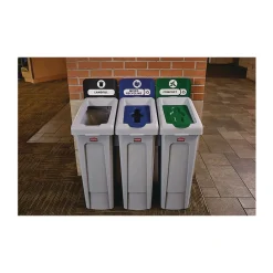 New Slim Jim Recycling Station Kit 1-Stream Mixed Recycling 23 gal Plastic Gray/Blue Trash & Waste Bins