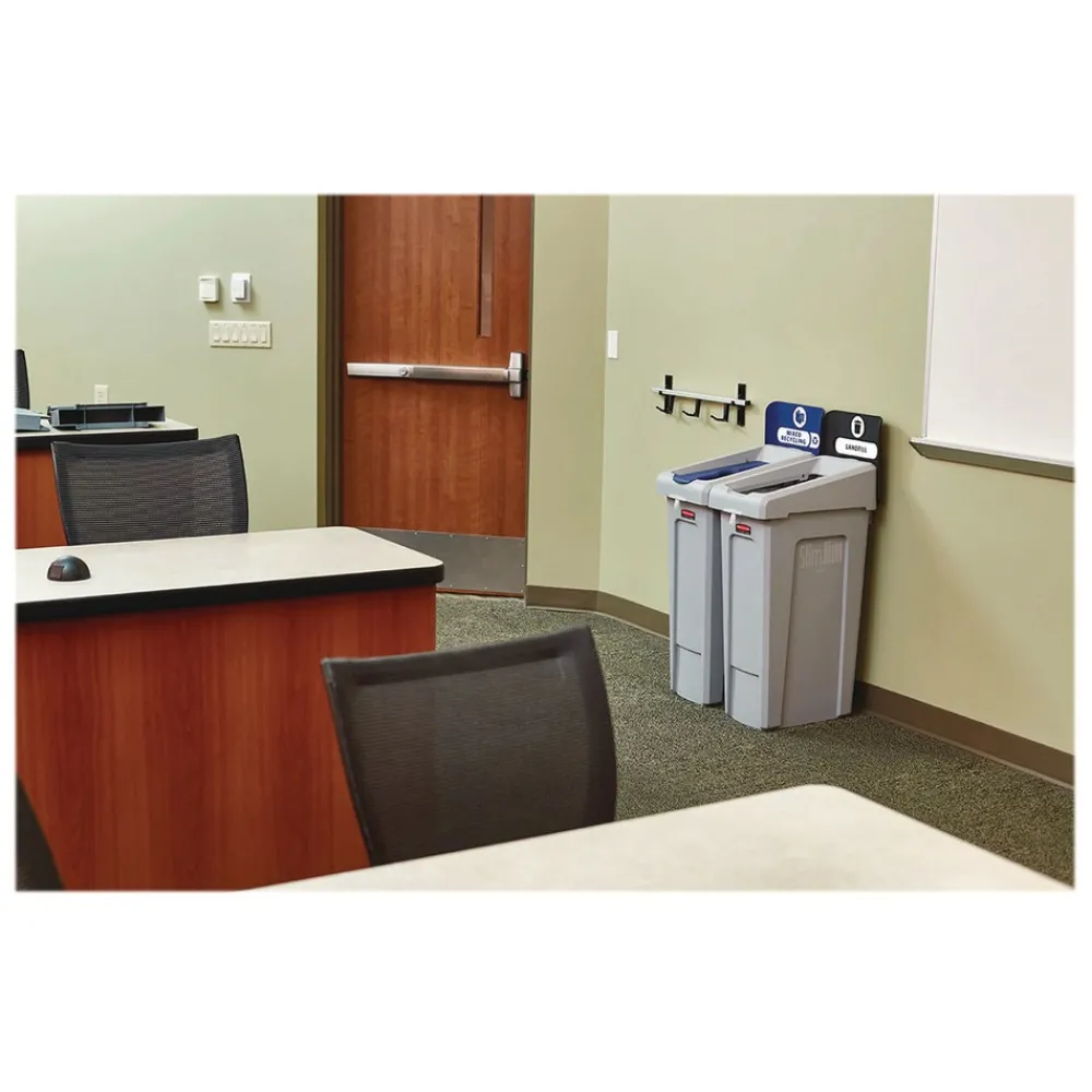 New Slim Jim Recycling Station Kit 1-Stream Mixed Recycling 23 gal Plastic Gray/Blue Trash & Waste Bins