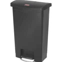 Online Streamline 13-Gallon Front Step Style Resin Step-on Container - Black Trash & Waste Bins