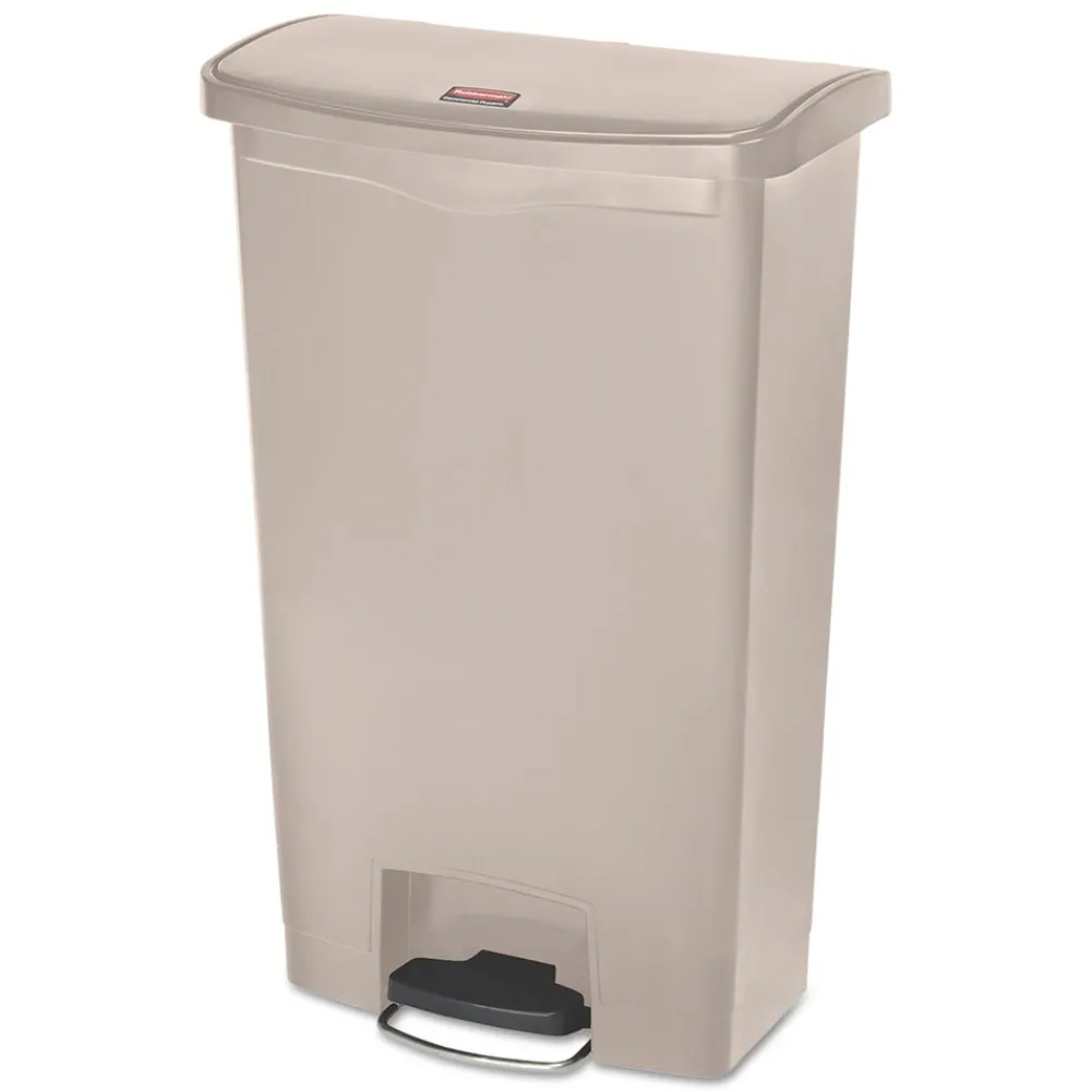 Clearance Streamline 18-Gallon Resin Front Step Style Step-On Container - Beige Trash & Waste Bins