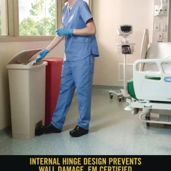 Clearance Streamline 18-Gallon Resin Front Step Style Step-On Container - Beige Trash & Waste Bins