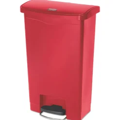 Discount Streamline 13-Gallon Front Step Style Resin Step-On Container - Red Trash & Waste Bins