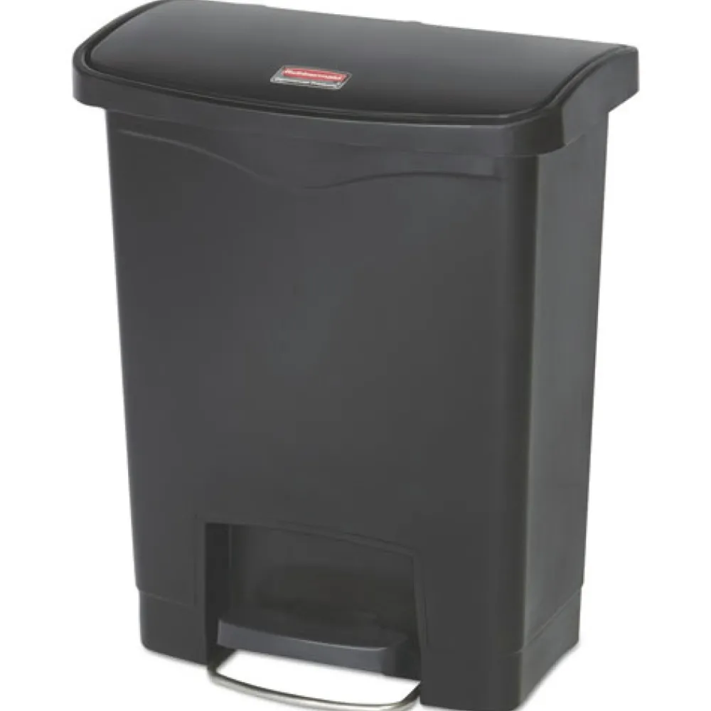 Streamline 8-Gallon Front Step Style Resin Step-On Container - Black Trash & Waste Bins