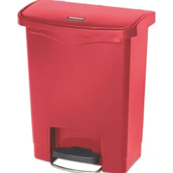Hot Streamline 8-Gallon Front Step Style Resin Step-On Container - Red Trash & Waste Bins