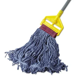 Hot Super Stitch Cotton/Synthetic Blend Mop Head - Large, Blue (6/Carton) Cleaning & Janitorial Supplies