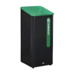 New Sustain 23 gal Metal/Plastic Decorative Refuse with Recycling Lid - Black/Green Trash & Waste Bins