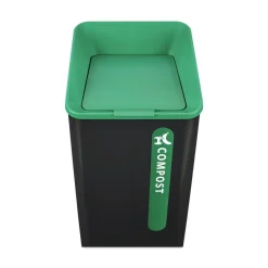 New Sustain 23 gal Metal/Plastic Decorative Refuse with Recycling Lid - Black/Green Trash & Waste Bins