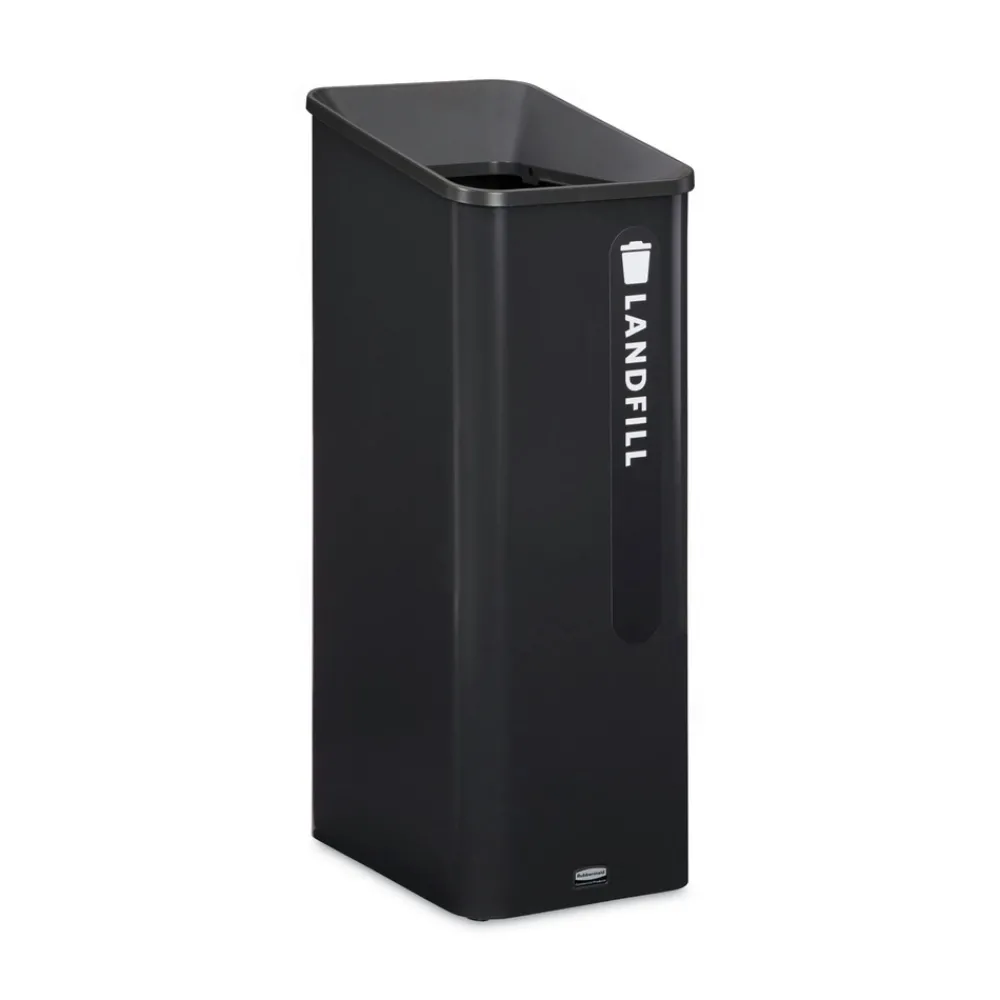 Best Sustain 15 gal Metal/Plastic Decorative Refuse with Recycling Lid - Black Trash & Waste Bins