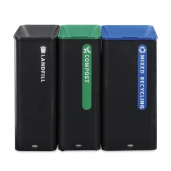 Best Sustain 15 gal Metal/Plastic Decorative Refuse with Recycling Lid - Black Trash & Waste Bins