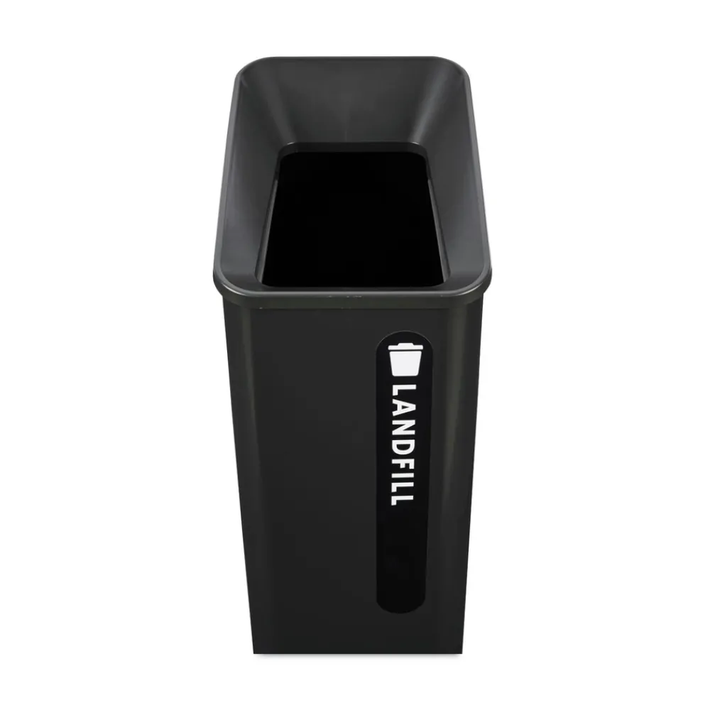 Best Sustain 15 gal Metal/Plastic Decorative Refuse with Recycling Lid - Black Trash & Waste Bins