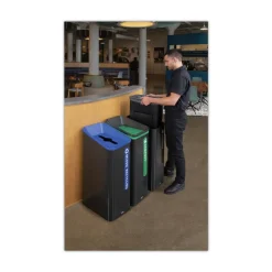 Best Sustain 15 gal Metal/Plastic Decorative Refuse with Recycling Lid - Black Trash & Waste Bins