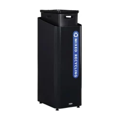Outlet Sustain 15 gal Metal/Plastic Decorative Refuse with Recycling Lid - Black/Blue Trash & Waste Bins