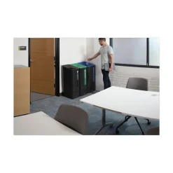 Outlet Sustain 15 gal Metal/Plastic Decorative Refuse with Recycling Lid - Black/Blue Trash & Waste Bins