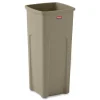 Hot Untouchable 23 Gallon Square Plastic Waste Container - Beige Trash & Waste Bins
