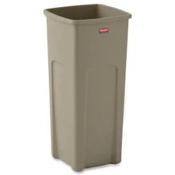 Hot Untouchable 23 Gallon Square Plastic Waste Container - Beige Trash & Waste Bins