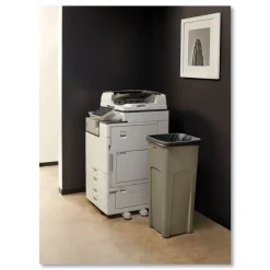 Hot Untouchable 23 Gallon Square Plastic Waste Container - Beige Trash & Waste Bins