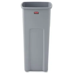 Online Untouchable 23 Gallon Square Plastic Waste Container - Gray Trash & Waste Bins