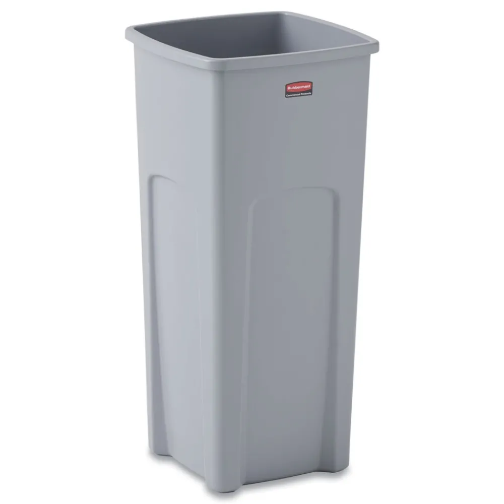 Online Untouchable 23 Gallon Square Plastic Waste Container - Gray Trash & Waste Bins