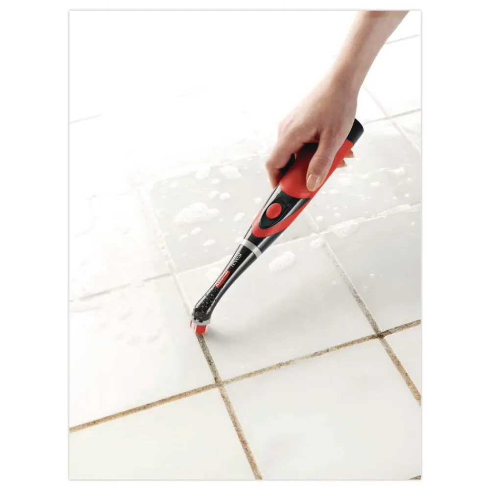 Multi-Purpose Cordless Battery Power Scrubber Red/White Nylon Bristles 12.68-in Brush 7-in Red/Black Handle Cleaning & Janitorial Supplies