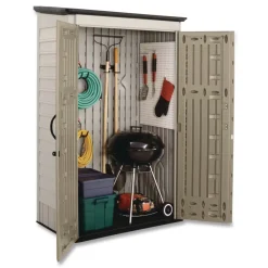 New Vertical Storage Shed 53 cu ft 2.5 ft x 4 ft x 7 ft Sandstone/Faint Maple Office Furniture & Lighting