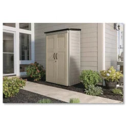 New Vertical Storage Shed 53 cu ft 2.5 ft x 4 ft x 7 ft Sandstone/Faint Maple Office Furniture & Lighting