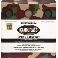 Hot 12 oz. Aerosol Can Camouflage 2X Ultra Cover Spray Paint Kit - Assorted Colors (6/Carton) Arts & Crafts Supplies