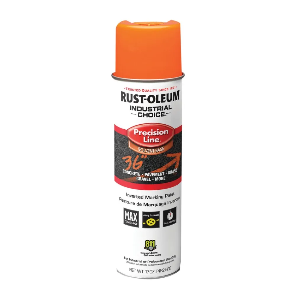 Online 17 oz. Aerosol Can Industrial Choice M1600 System Solvent-Based Precision Line Marking Paint - Flat Fluorescent Orange (12/Carton) Arts & Crafts Supplies
