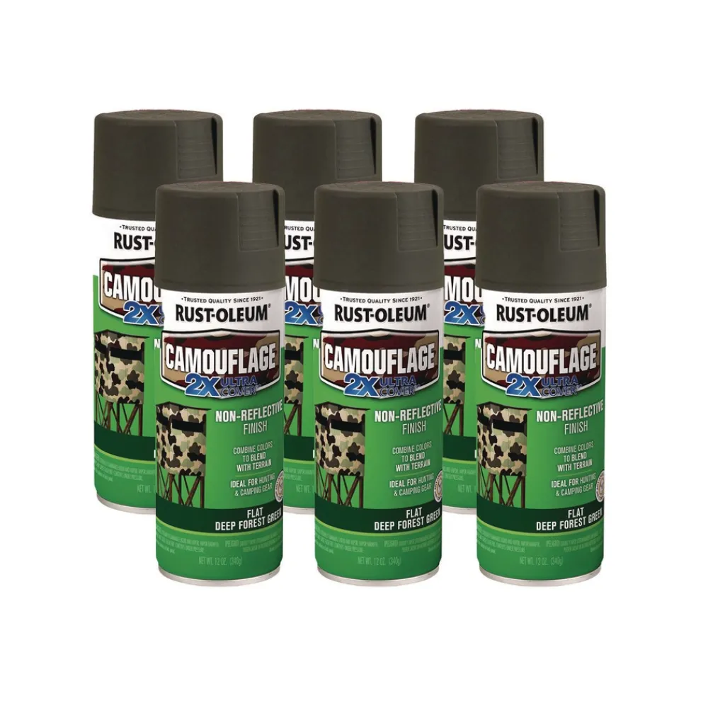 New 12 oz. Aerosol Can Camouflage Spray Paint - Flat Deep Forest Green (6/Carton) Arts & Crafts Supplies
